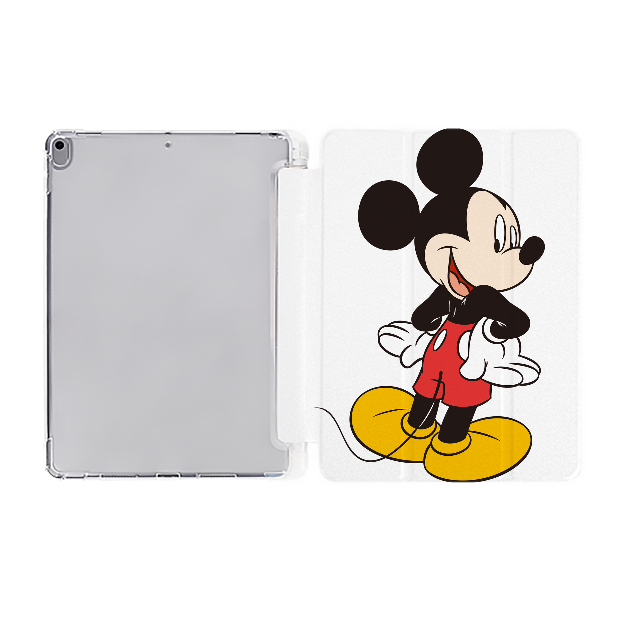 （画像用） ミッキーマウス Mickey Mouse IPad ケース ペン収納付き 三つ折りスタンド PUレザー×シリコン 対応機種9.5/10.5/10.9インチ